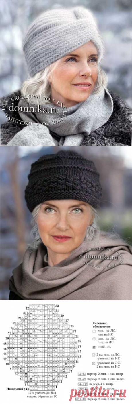 Шапка с ушками для женщин 50 лет (8 моделей) модные шапочки спицами схемы вязания