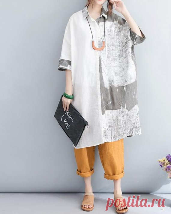 women Oversized Loose linen Top Women Clothing White shirt dress Plus Size dress Fabric: Cotton Color; black,Blue 【Fabric】  linen 【Color】 White 【Size】 Shoulder width is not limited Shoulder + Sleeve 37cm/ 14.4 Bust 154cm / 60 Waist circumference 146cm / 57 Length 110cm/ 43 Pendulum circumference 146cm / 57   Have any questions please contact me and I will be happy to help