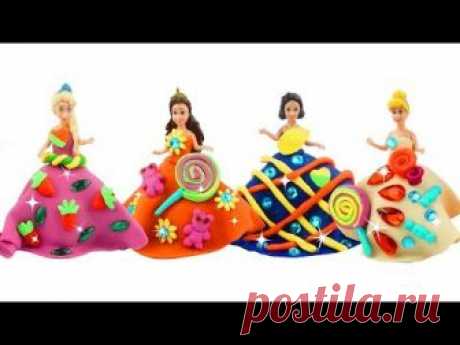 Play Doh Super Sparkle Candy Dresses Making for Disney Princesses Frozen Elsa & Snow White , Belle