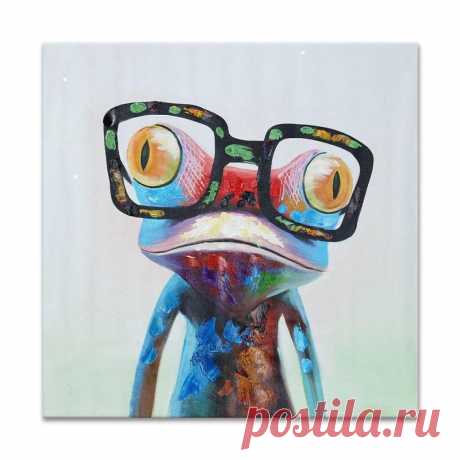 2019 Happy Frog Wearing Glasses Cartoon Animal Handpainted Oil Painting On Canvas Modern Abstract Wall Art Bedroom Decoration From Petbaby, $25.11 | DHgate.Com