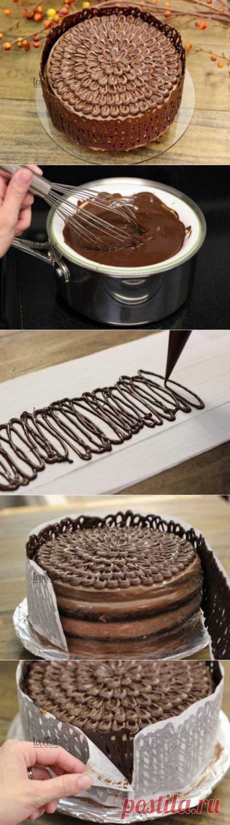 Как приготовить шоколадный заборчик для торта. - рецепт, ингридиенты и фотографии