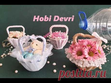 DIY,Making Basket With Plastic Bottles,Wedding Favors,Baby Shower,Gift Basket,Plastik Şişeden Sepet