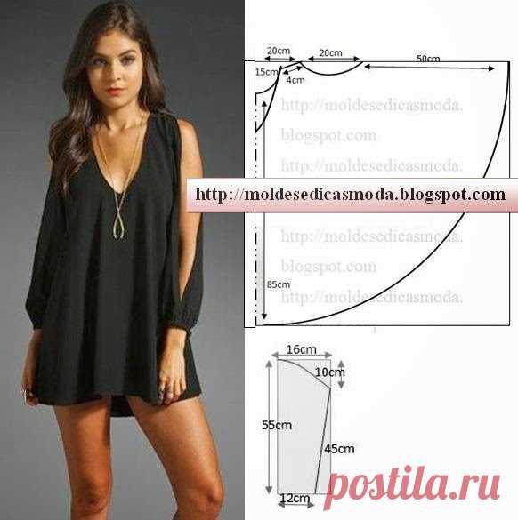 Vestido curto soltinho de manga longa passo a passo Para fazer este vestido curto soltinho de manga longa siga o passo a passo do corte e costura. Desta forma é mais simples concluir o trabalho.