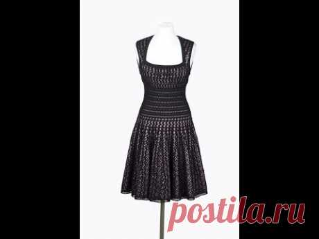 Черное платье крючком "Стройная Талия", вяжем юбку  Black dress crochet "Slim Waist" knit skirt