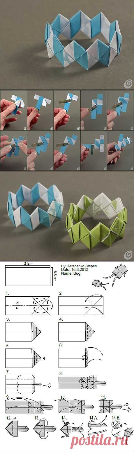 Оригами браслет из модулей | Планета Оригами
