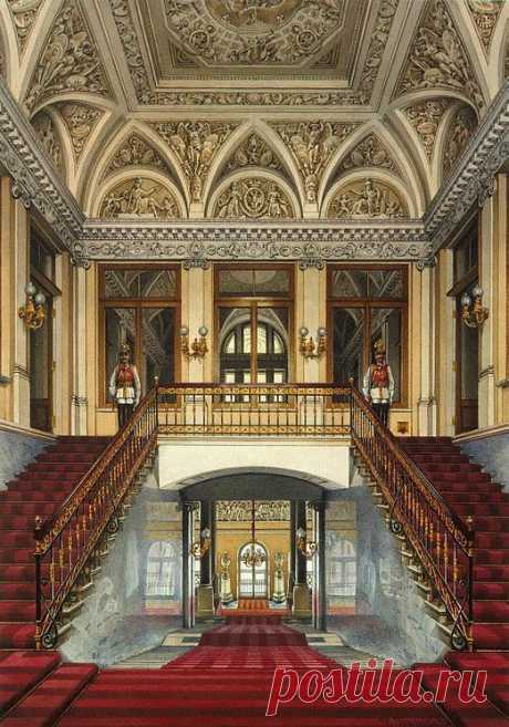 Interiors of the Winter Palace. The Personal Entrance to the Apartment of Empress Maria Alexandrovna - Konstantin Andreyevich Ukhtomsky - Drawings, Prints and Painting from Hermitage Museum | brunhild110 приколол(а) это к доске Interior painting