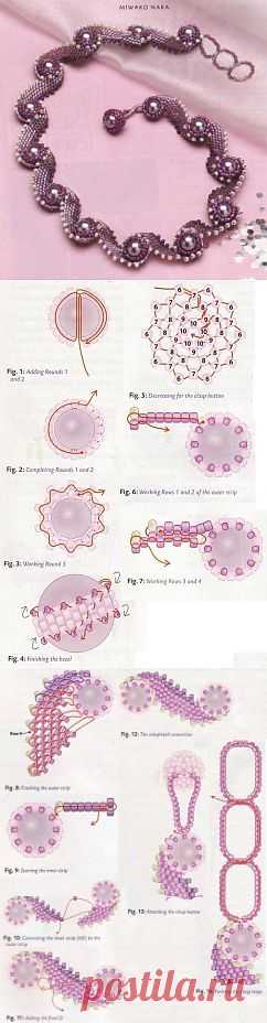 Розовое колье / Колье, бусы, ожерелья / Biserok.org