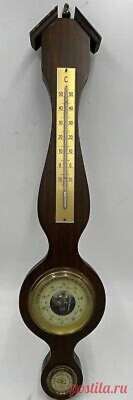 Vintage Wooden German Barometer and Thermometer - Brown/Bronze  | eBay The clock is designed in a classic clock style adding a touch of retro to your living room or bedroom.