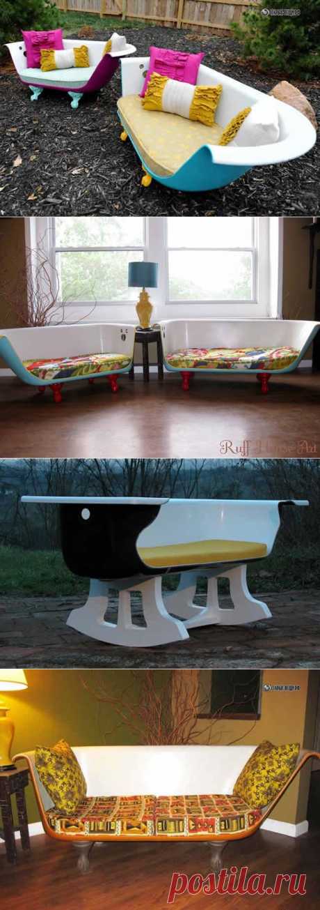 Мебель для дачи диван из старой ванны | Аксессуары для сада своими рукам | www.info-sad.dp.ua