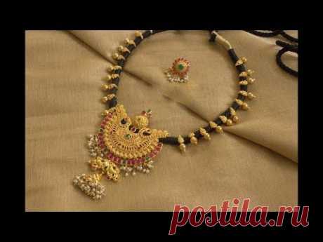 Black thread gold necklace designs new collection