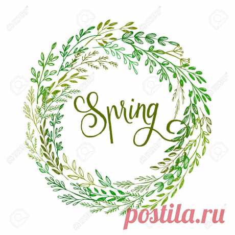 Hand Drawn Spring Wreath. Vector Illustration Royalty Free SVG, Cliparts, Vectors, And Stock Illustration. Image 37016753.