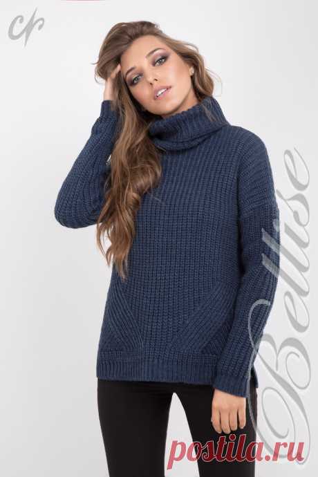 Тёплый женский вязаный свитер крупной вязки с обьёмным воротом - купить по лучшей цене в Хмельницком от компании "Интернет-магазин одежды "Дива-Александра"" - 566612553