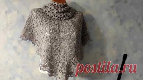 Ажурная шаль крючком. Подробный видео МК для начинающих. / knittingideas.ru