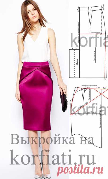 Дизайнерская юбка карандаш со шлицей (шитье)
