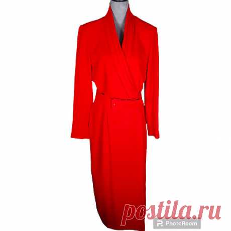 Liz Claiborne Vintage Red Pleated V Neck Long Sleeves Maxi Wrap Belted Dress 12  | eBay Elegant Long Sleeves: Long sleeves provide coverage and sophistication, making this. Wrap pencil dress.