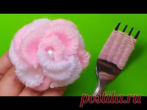 TRUCO DE BORDADO DE UNA ROSA CON UN TENEDOR _ Bordado a Mano _Hand embroidery