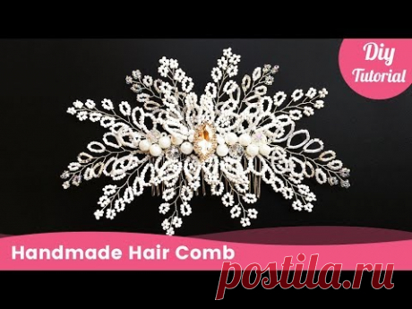 Bridal Beaded Hair Comb for Wedding. Handmade Hair Accessories for Beginners.