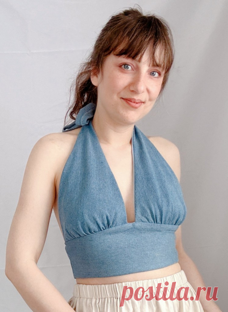 Denim Halter Top: Sew It Simple, Sew It Fast - Free PDF! - Sparrow Refashion: A Blog for Sewing Lovers and DIY Enthusiasts