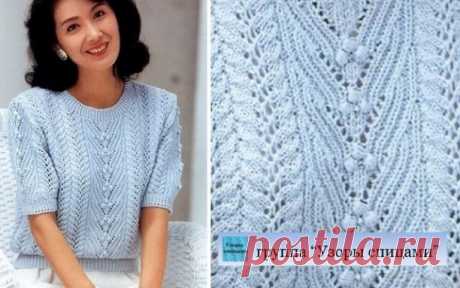 Узор (173) | Красивая комбинация узоров для женского пуловера
#комбинация_узоров 
 Коллекция узоров, с большими схемами и обозначениями