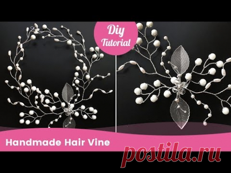 Handmade Wedding Hair Vine from Pearls. Bridal DIY Tiara.