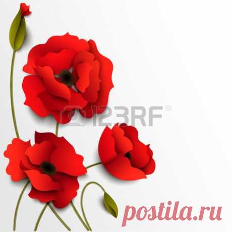 Red Poppy Flowers. Paper Floral Background Royalty Free Cliparts, Vectors, And Stock Illustration. Pic 29611014.