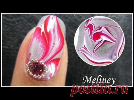 WATER MARBLE NAIL ART TUTORIAL | ENCHANTED FOREST RED FLOWER FEATHER NAIL DESIGN MANICURE EASY DIY - YouTube