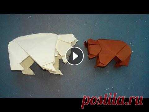 Как сделать медведя из бумаги (Origami Bear) Бумага: коричневая цветная А4, 80г/м²; Пропорции: Делаем квадрат из листа A4; Схема: Origami Bear; Автор: Edwin Corrie; Источник: www.origami-resource...