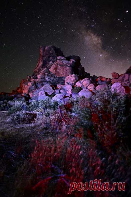 End of the Night As I was wrapping up the last shots of the last night of two Workshops in Joshua Tree, one of the cars in the nearby parking lot started and their taillights added a bit of bonus to the scene I was light painting.  You don't have to be good, if you are lucky.