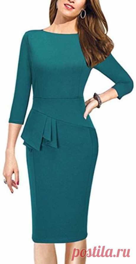 Sunblume Womens Scoop Neck Elegant Vintage Cocktail Wedding 3/4 Sleeve Bodycon Dress (Medium, Green) at Amazon Women’s Clothing store: