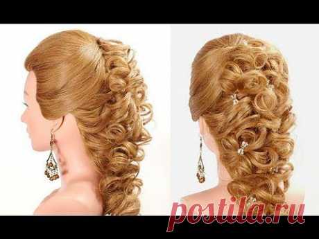 ▶ Прическа на выпускной, свадьбу на длинные волосы. Wedding prom hairstyle - YouTube