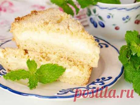 Пирог-крошка с заварным кремом — рецепт с фото пошагово