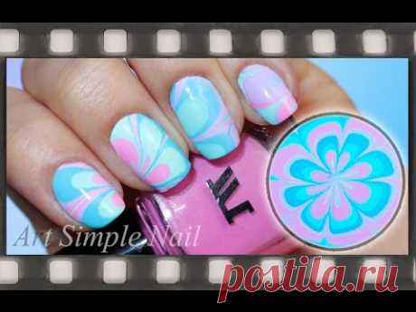 Водный маникюр в домашних условиях | Pastel Water Marble Nail Art - artsimplenail - YouTube