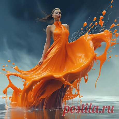 «Supermodel, orange liquid forming an…» — Шедевруме- каждый может создать свои красочные картины. Создавайте свои картинки: бесплатно и без ограничений на русском. Приходи и твори, стань настоящим художником.