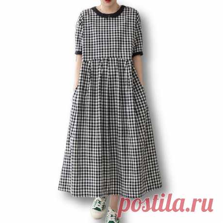 Linen Maxi Dress Summer Linen Dress Black and White Plaid - Etsy