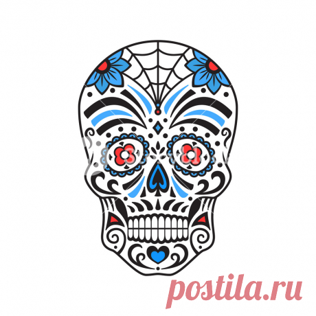 Sugar skull. Colorful tattoo. Mexican Day of the Dead. Vector illustration for coloring book. Royalty-Free Stock Image - Storyblocks