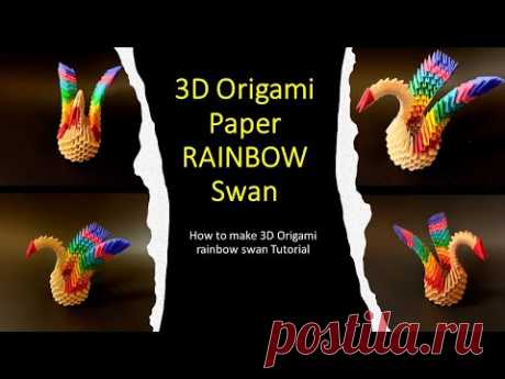 3D Origami Rainbow Swan Tutorial - Easy Paper Rainbow Swan Step By Step Tutorial - YouTube