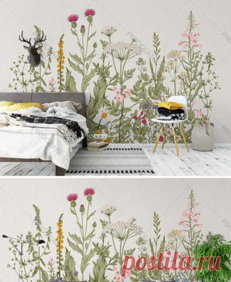 European pastoral wind plant flower retro sofa background walldownload(HD PSD (Non Stratification) format)- Flowers & Plants Wallpaper | Pikocean