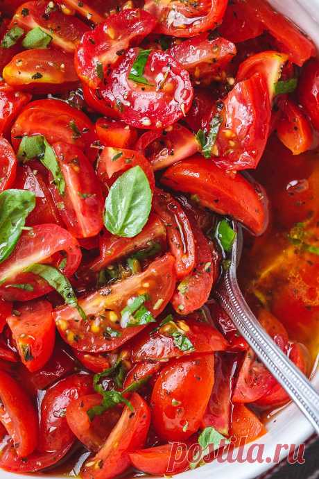 Рецепт салата из маринованных помидоров черри - лучший рецепт салата из помидоров - Eatwell101