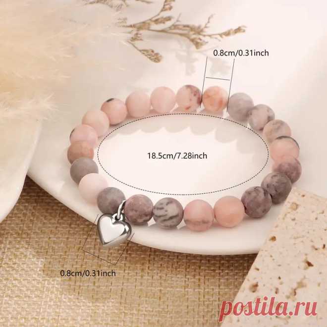 Love Heart Pendant Natural Stone Beaded Bracelet Unique - Temu Moldova