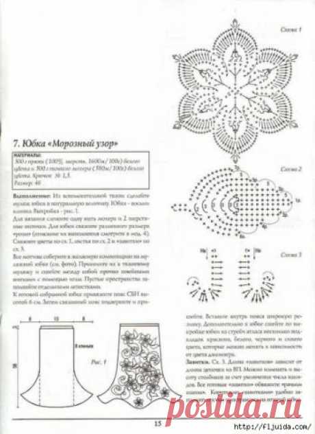 Юбка ирландским кружевом.МОРОЗНЫЙ УЗОР. / Вязание крючком / Женская одежда крючком. Схемы.