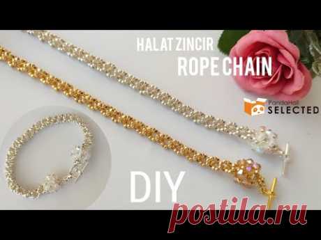 Изготовление веревочной цепи из песчаных бусин // Браслет веревочной цепи. DIY.Rope chain bracelet Pandahall.Selected