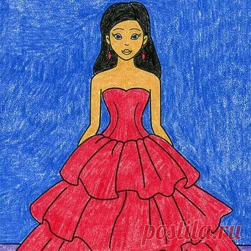 ​Рисуем девочку в платье принцессы
