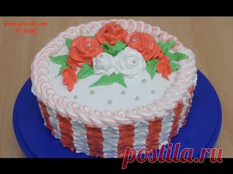 Торт с белковым заварным кремом | Украшение тортов | Розы из крема | Cake
