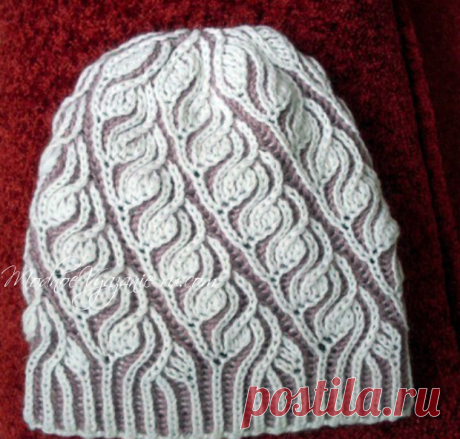 Женская шапка в технике Brioche Stitch - Modnoe Vyazanie ru.com