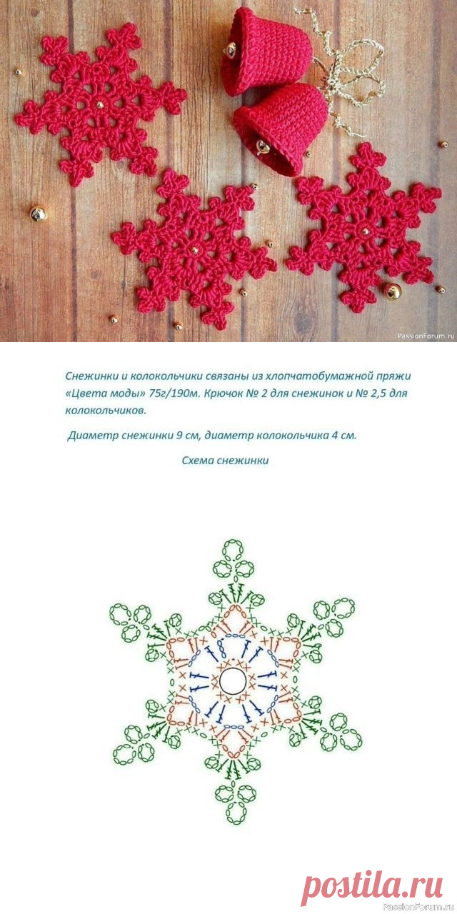 Колокольчики и снежинки крючком. Схемы | Вязаные крючком аксессуары