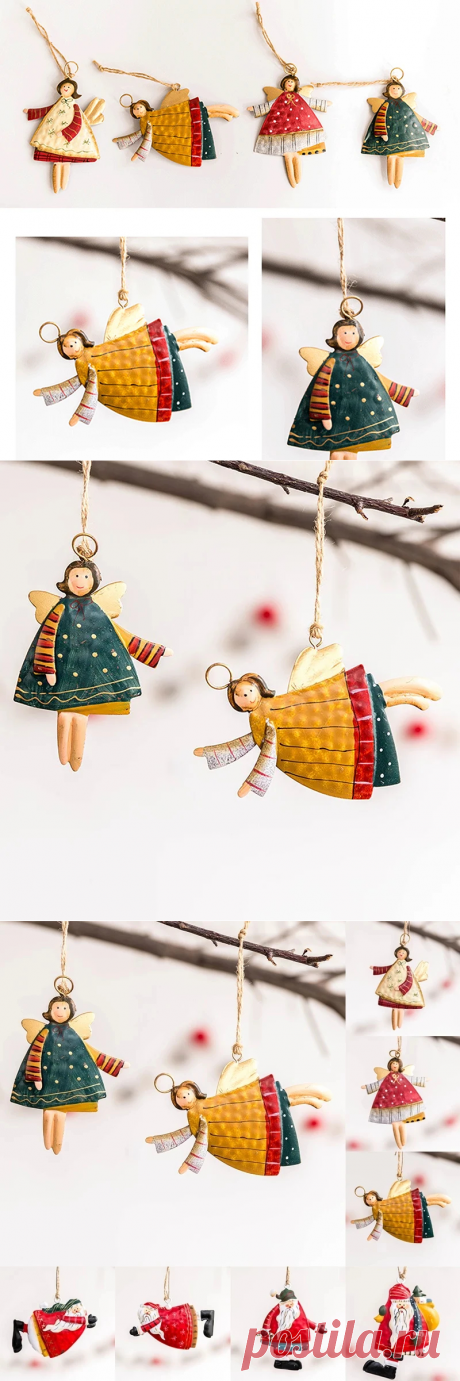 Новый рождественский подвесной Ангел из кованого железа, подвесное маленькое украшение на елку для дома, Рождество, Новый Год, брелок, детские игрушки, подарок 2023 | AliExpress