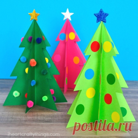 Colorful 3D Christmas Tree Craft Simple and colorful paper 3D Christmas Tree Craft for kids. Fun Christmas craft for kids, paper Christmas tree craft and Christmas activities for kids.