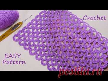 Всего 1 ряд! Ажурный УЗОР крючком ПРОСТОЕ ВЯЗАНИЕ для начинающих  EASY Pattern Crochet for beginners