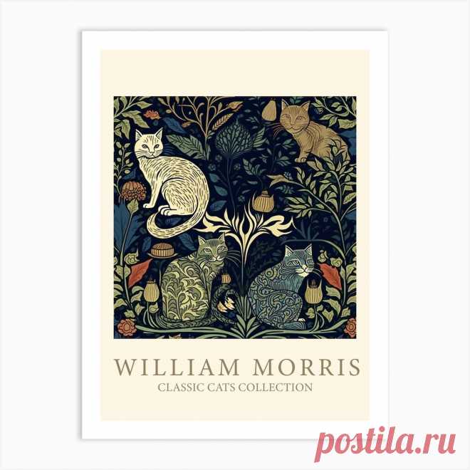 William Morris Cats Collection Tree Of Life Art Print Fine art print using water-based inks on sustainably sourced cotton mix archival paper.
• Available in multiple sizes 
• Trimmed with a 2cm / 1