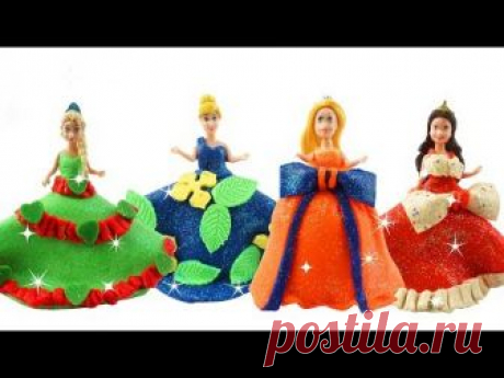 Disney Princess Dresses Making New Play Doh Dress for Frozen Elsa & Rapunzel , Aurora and Belle